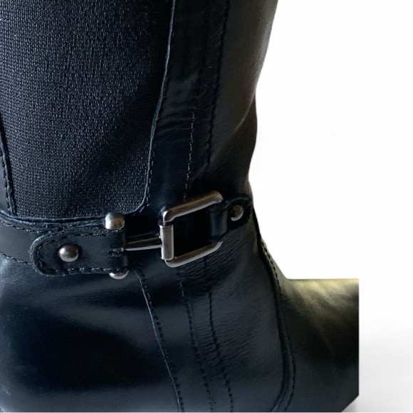 Anne Klein Black Leather Heeled Boots Knee High AKGAELYN 3” Heel Zipper Closure - Picture 9 of 9